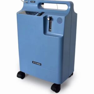 5L home oxygen concentrator in blue housing with humidifier