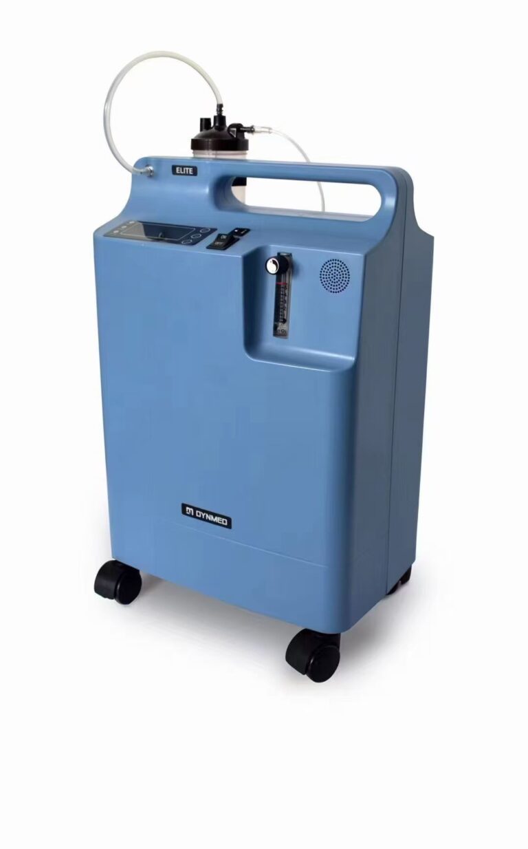 5L home oxygen concentrator in blue housing with humidifier
